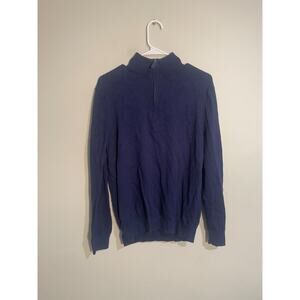 Vineyard Vines Shep & Ian Men's Medium Cashmere Blue 1/4 Zip Sweater Long Sleeve